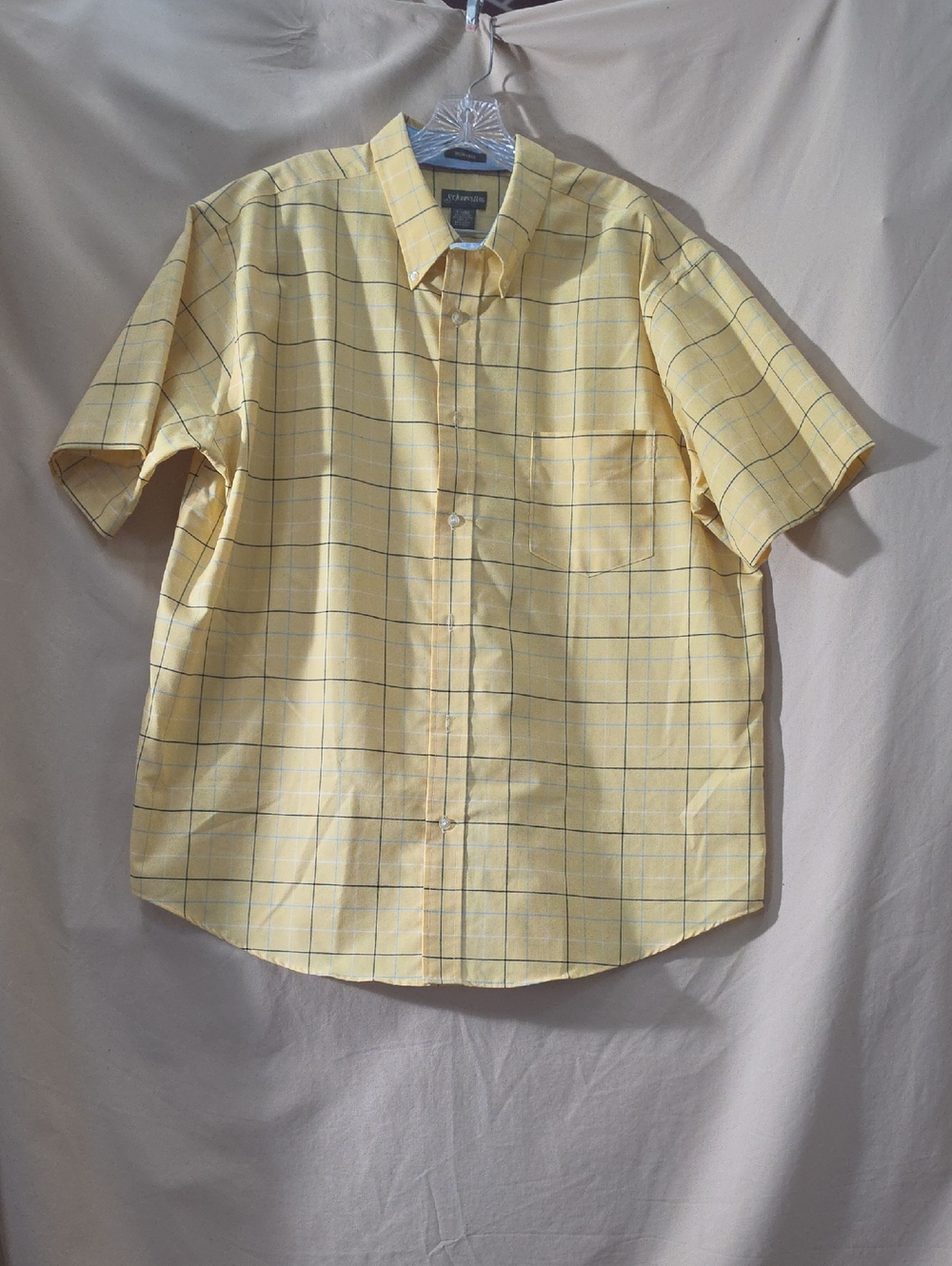 St. John's Bay Yellow Plaid Short-Sleeve Button-Down Shirt